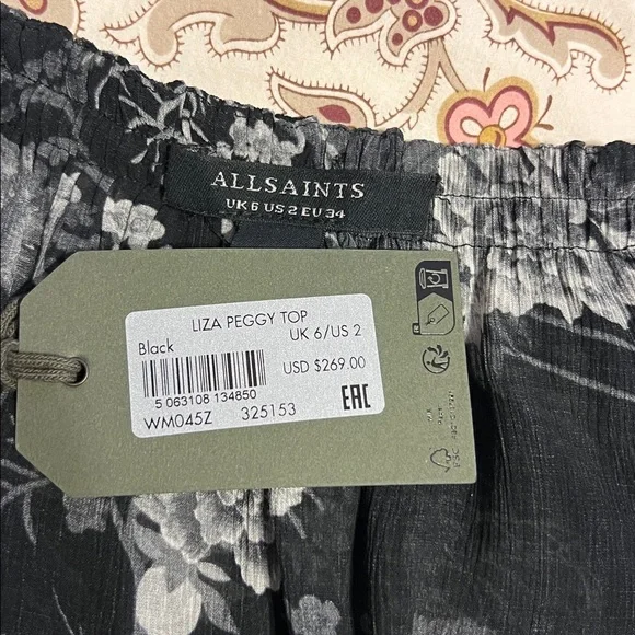 🆕 ALL SAINTS Liza Peggy Top Off The Shoulder Blouse - Picture 9 of 12